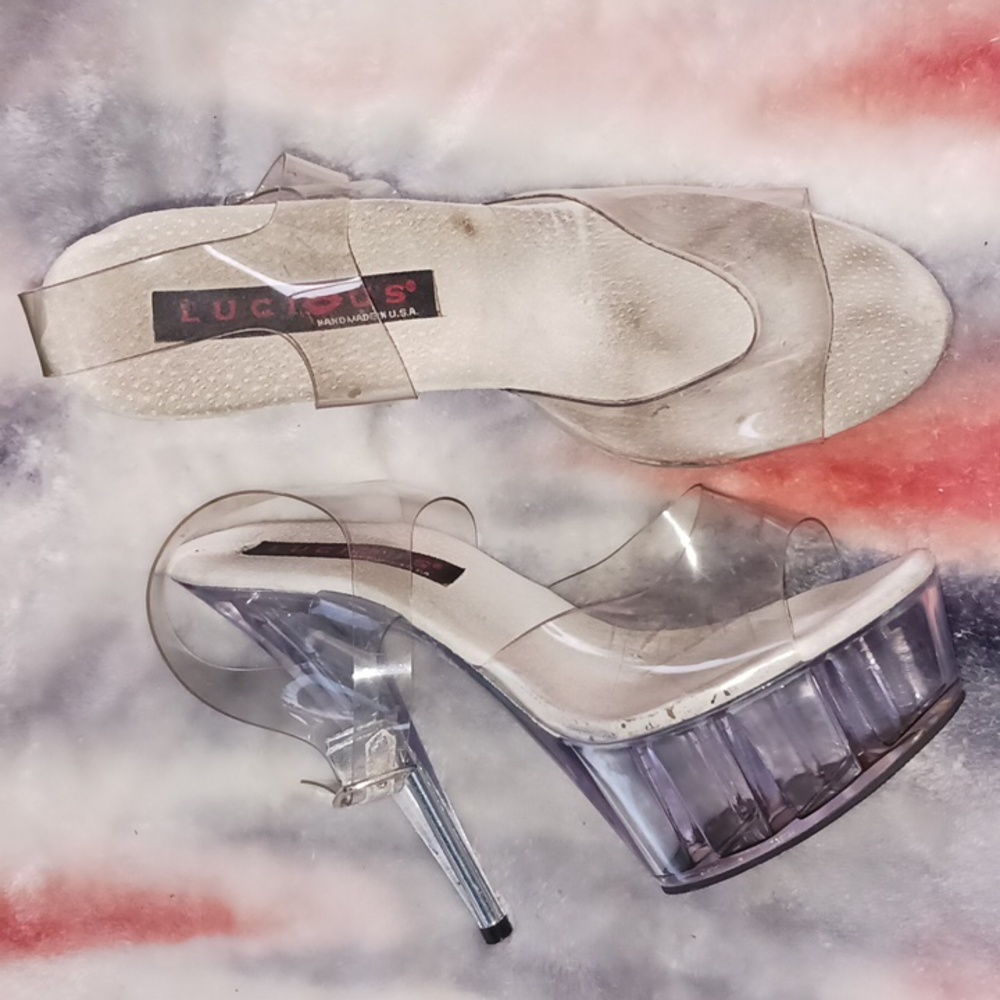 Clear platform heels
